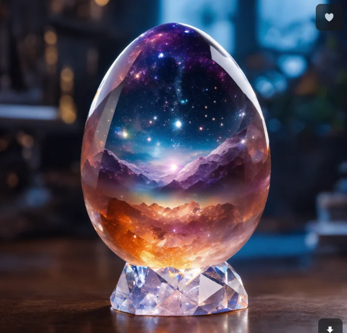 蛋形水晶中的星空與宇宙景象